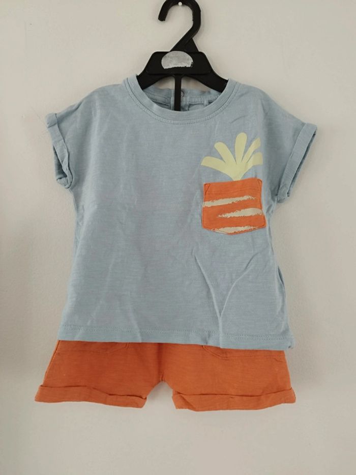 Ensemble tee shirt short bébé garçon 12 mois - photo numéro 2