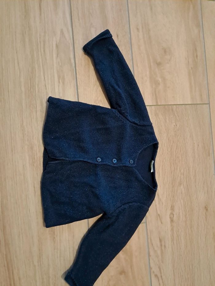 Gilet boutons paillettes bleu marine 18 mois - photo numéro 3