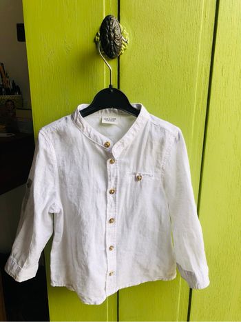 Chemise lin et coton 36 mois blanche
