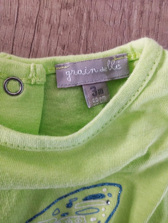 T-shirt manches courtes fille vert taille 3 mois Grain de blé - photo numéro 4