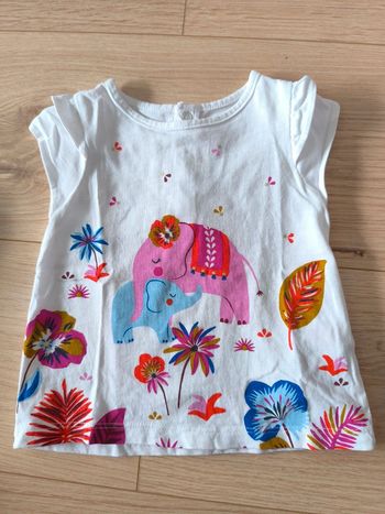 T-shirt DPAM Éléphants - Taille 12 mois - 74cm
