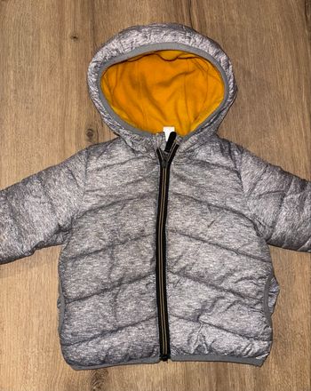 Doudoune manteau chaud/hiver entièrement doublé à capuche gris jaune full zip | Bébé garçon 18 mois