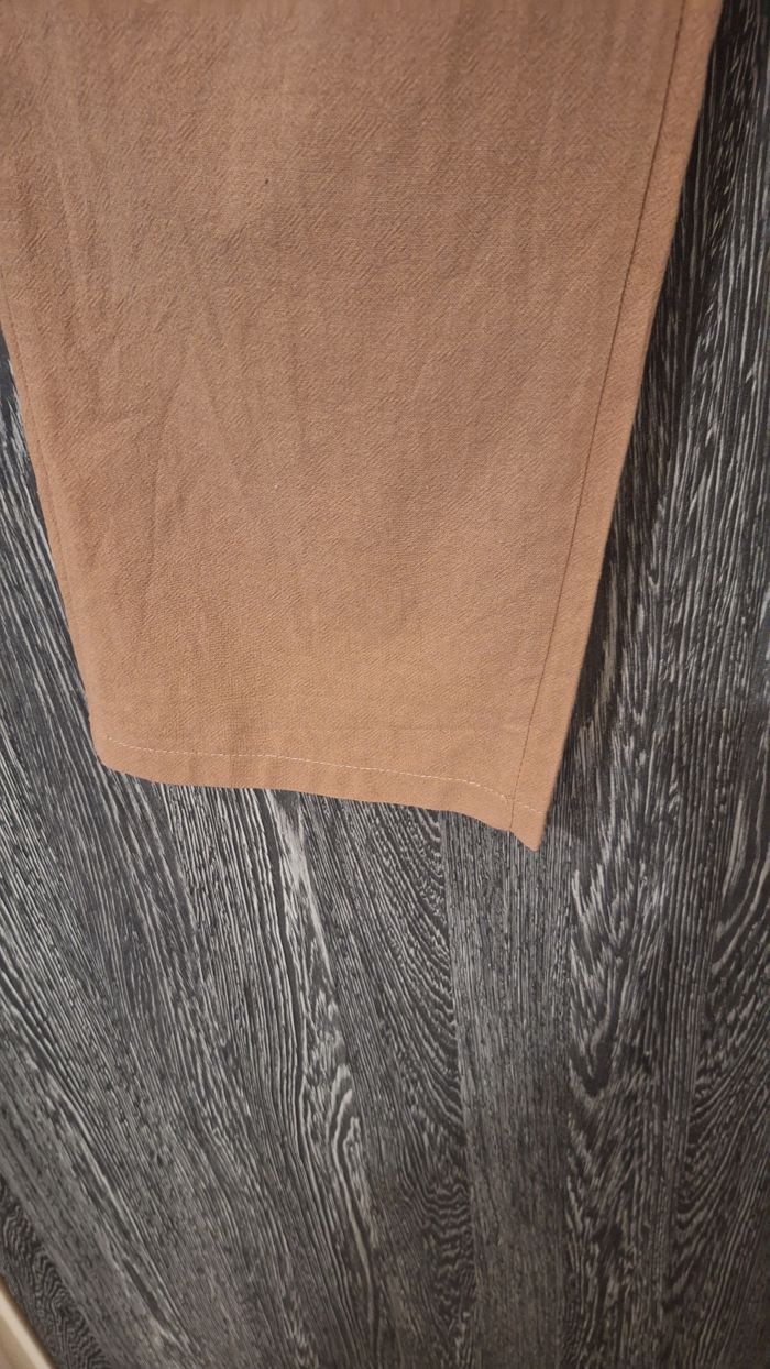 Pantalon décontracté coupe droite type lin marron - photo numéro 5