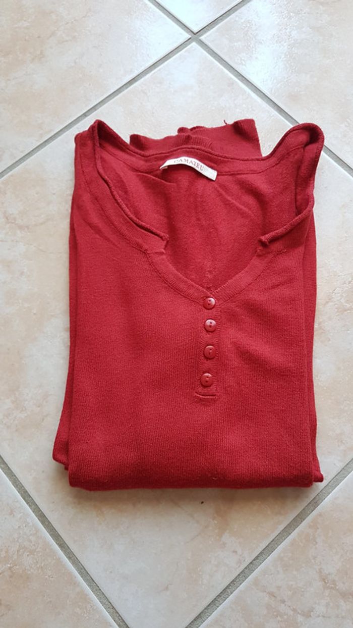 Pull rouge camaieu M - photo numéro 4