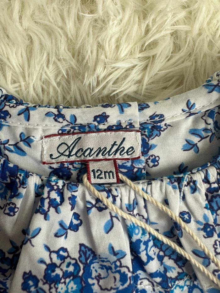 Robe fleurie bleue Acanthe taille 12 mois - photo numéro 3