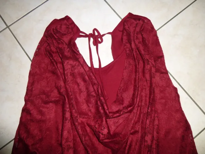 robe et dentelle bordeau M&S mode taille XXL neuve