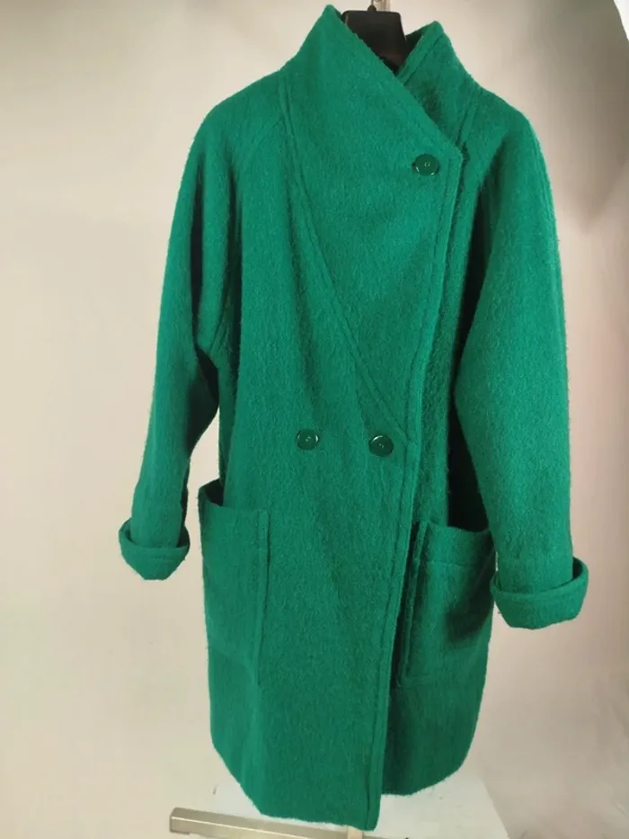 Manteau vert en laine - T42 estimée - Pièce rare sur mesure A836 - photo numéro 3