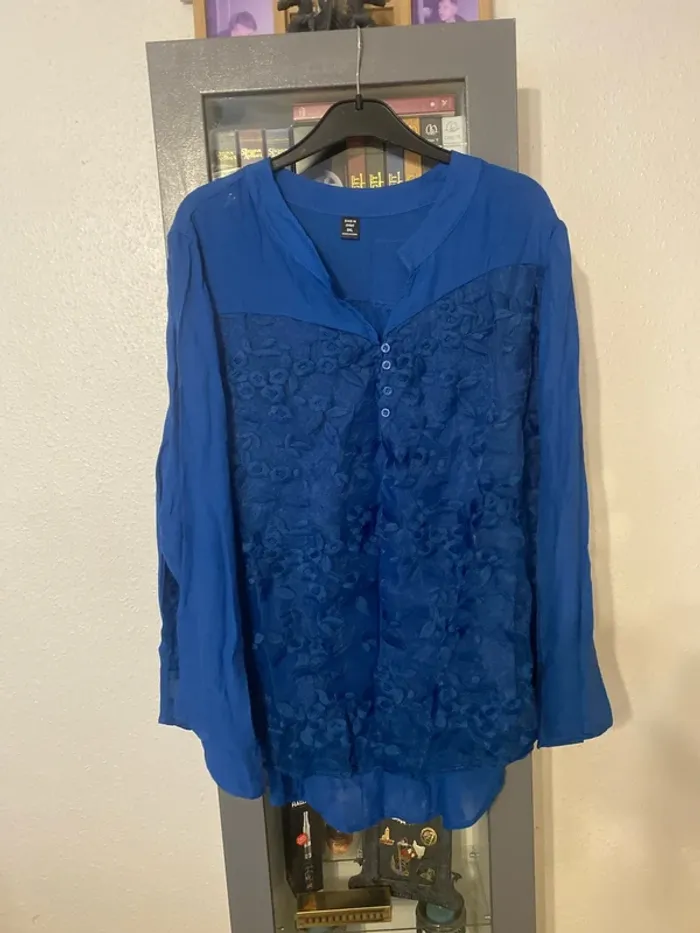 superbe chemise tunique bleu SHEIN 3xl = 52 neuve - photo numéro 2