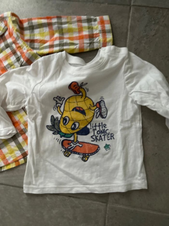 Chemise carreaux + haut bébé 12 mois - photo numéro 2
