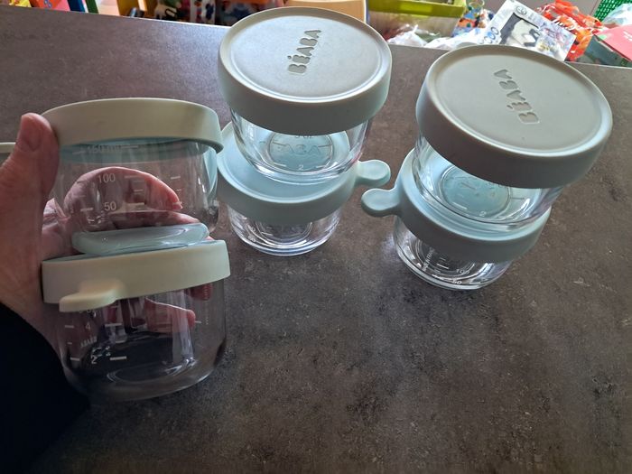 Lot de  6 potes de conservation petit pots diversification beaba en verre