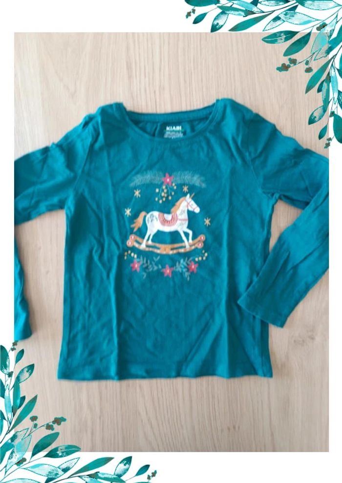T-shirt manches longues 5 ans licorne Noël - photo numéro 2