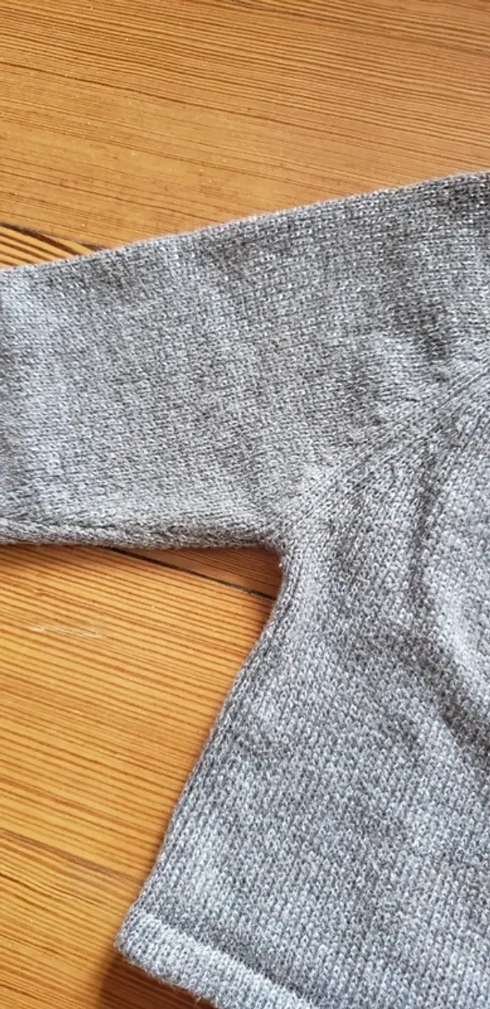 Gilet cardigan bébé fille gris/taupe brillant 3 mois - photo numéro 5