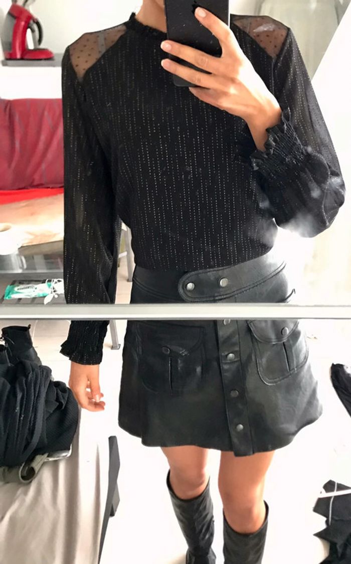 Chemise jupe similicuir noir - photo numéro 2