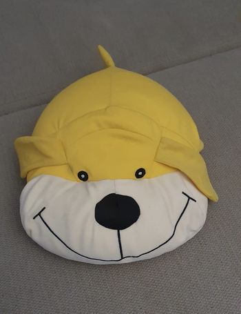 Peluche de chien jaune, avec des micro billes à l'intérieur