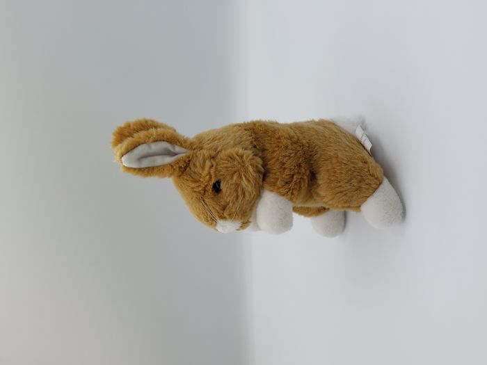 Peluche doudou lapin beige marron blanc CASINO yeux durs 25 cm - photo numéro 2