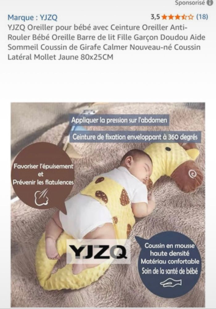 Coussin girafe anti colique - photo numéro 3