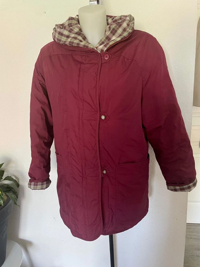 Manteau prune matelassé à capuche - photo numéro 2