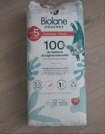 Paquet de couches culottes taille 5 Biolane neuf 