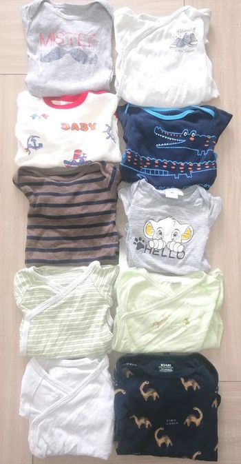 Lot de 10 bodies manches longues / 6 mois