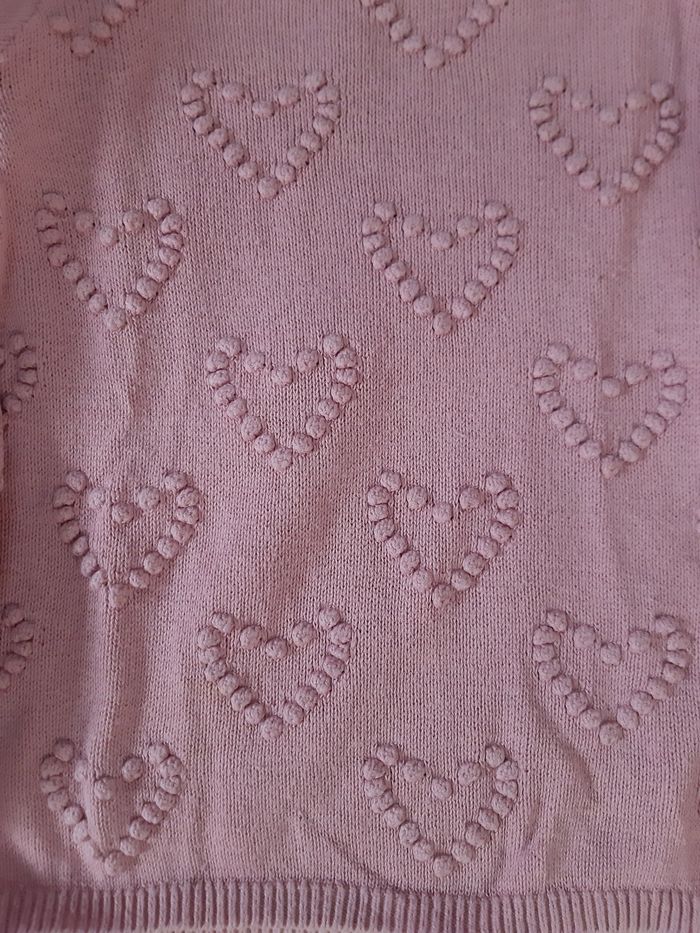 Pull léger en coton rose fille - cœurs - H&M - 4 ans - photo numéro 3