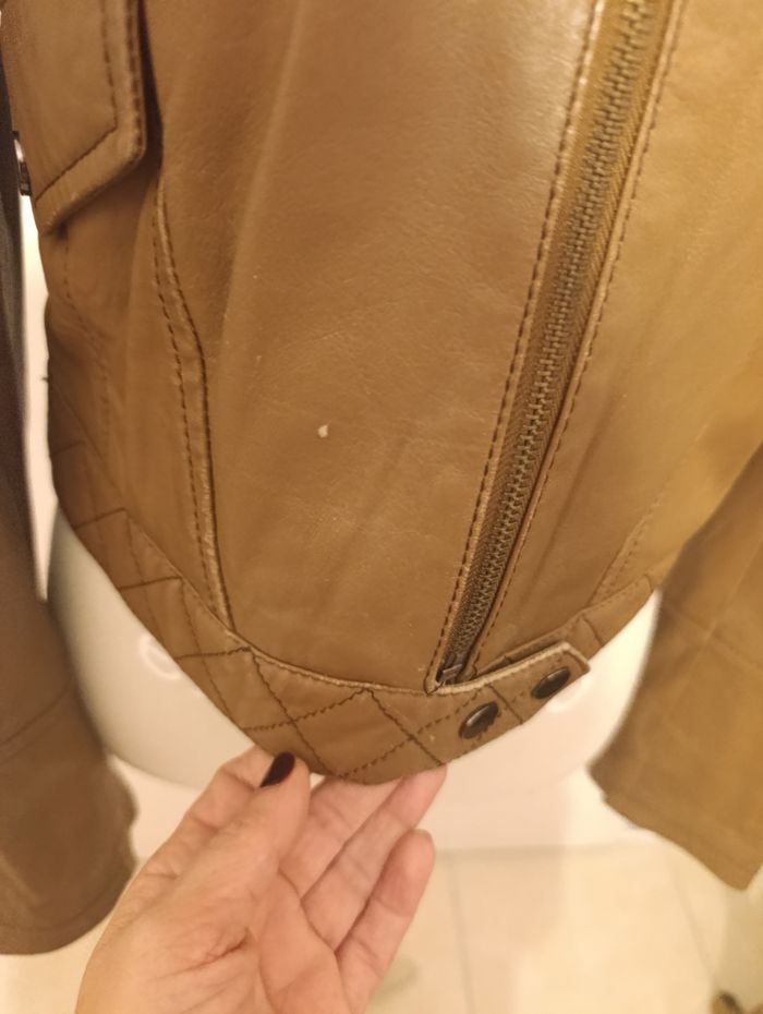 Veste en cuir 100% camel T S - photo numéro 5