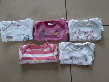Lot de 5 bodys manches courtes fille 6 mois