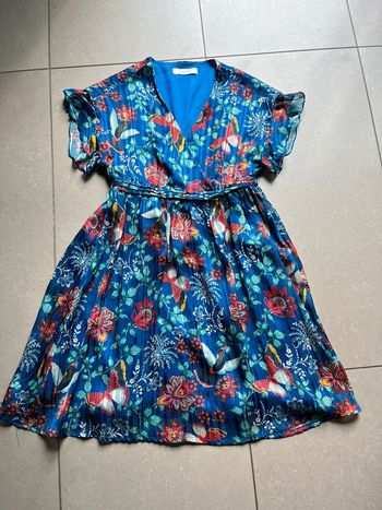 Robe bleue à fleurs Promod S