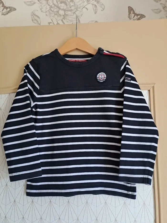T-shirt garçon 5 ans ML terre de marins doux 1 micro tache cachée bras prix mini