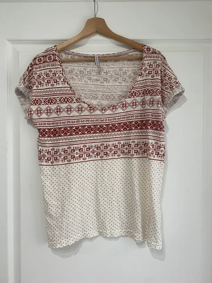 T shirt ample motifs noël blanc et rouge - photo numéro 2