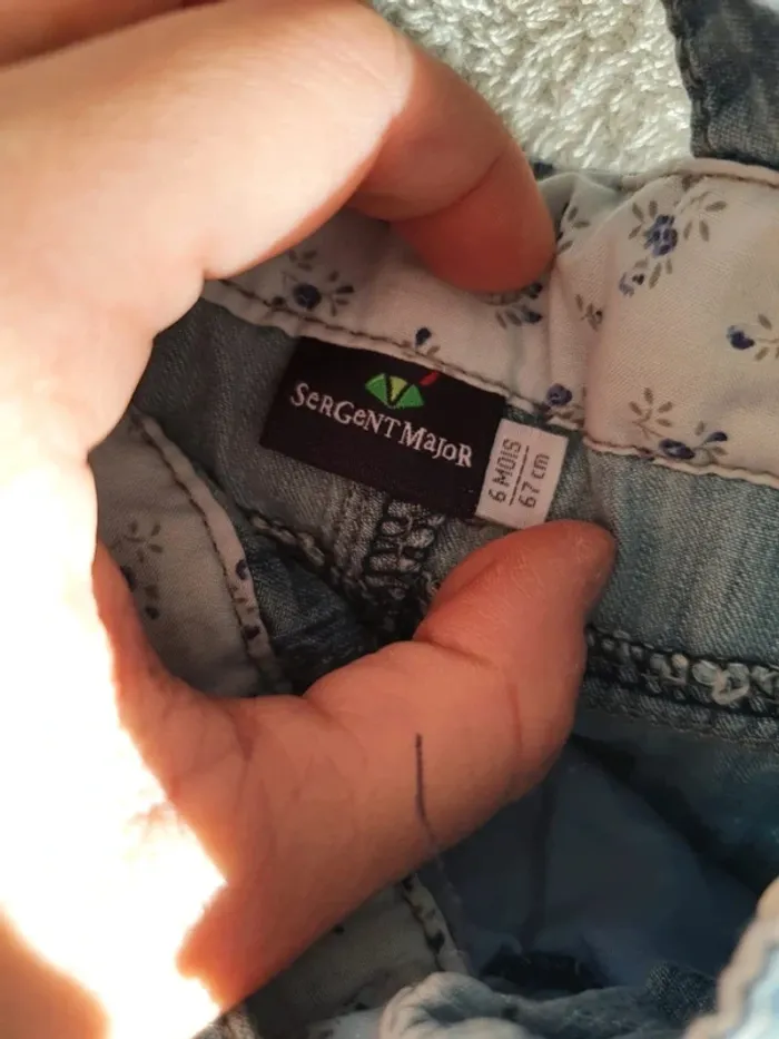 Salopette pantalon jeans sergent major taille 6 mois - photo numéro 4