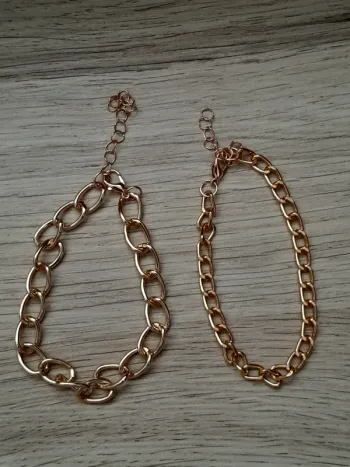 Lot de 2 Bracelets maillons de chaîne, doré