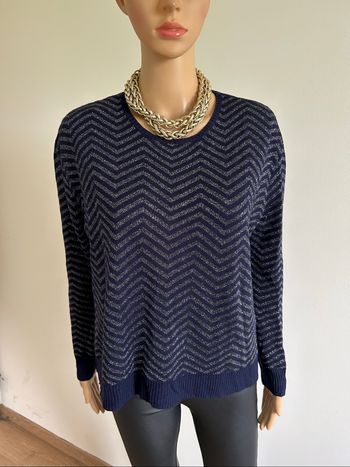 Pull bleu marine et argenté Le Temps des Cerises taille M jamais porté