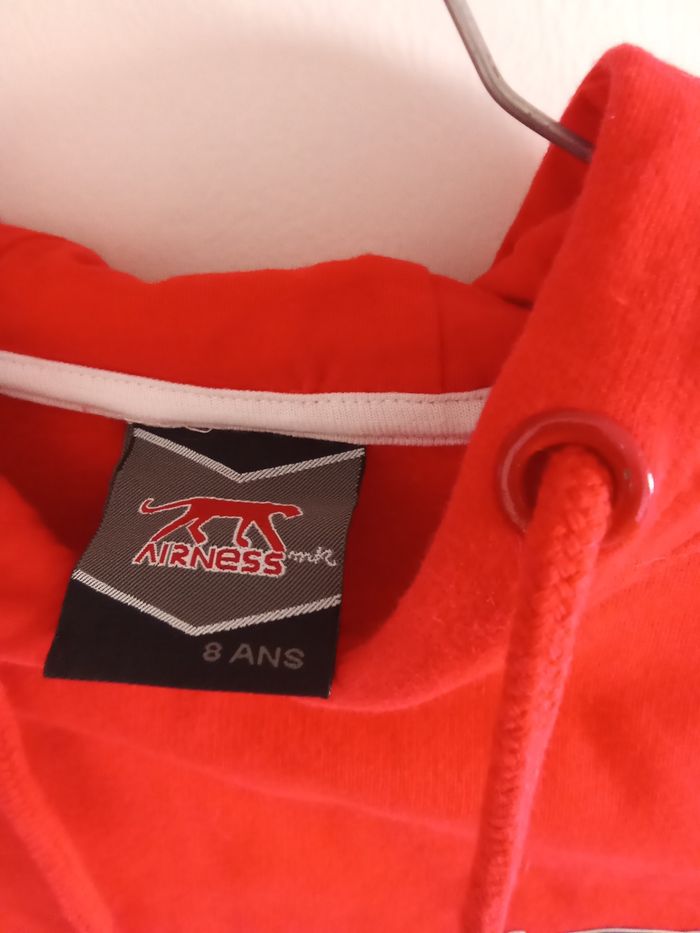 Sweat à capuche rouge garçon sport marque Airness en 8 ans, hiver - photo numéro 5
