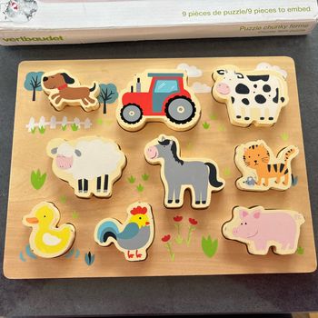 Puzzle en bois ferme Vertbaudet
