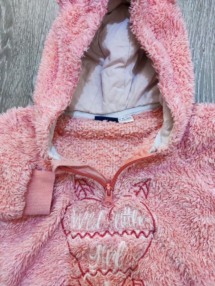 Sweat polaire zippé à capuche bébé filles 12 mois - photo numéro 3