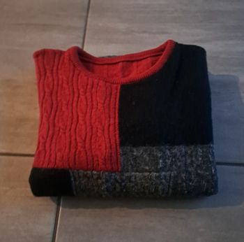 Pull vintage Tricolore Rouge Gris Noir 