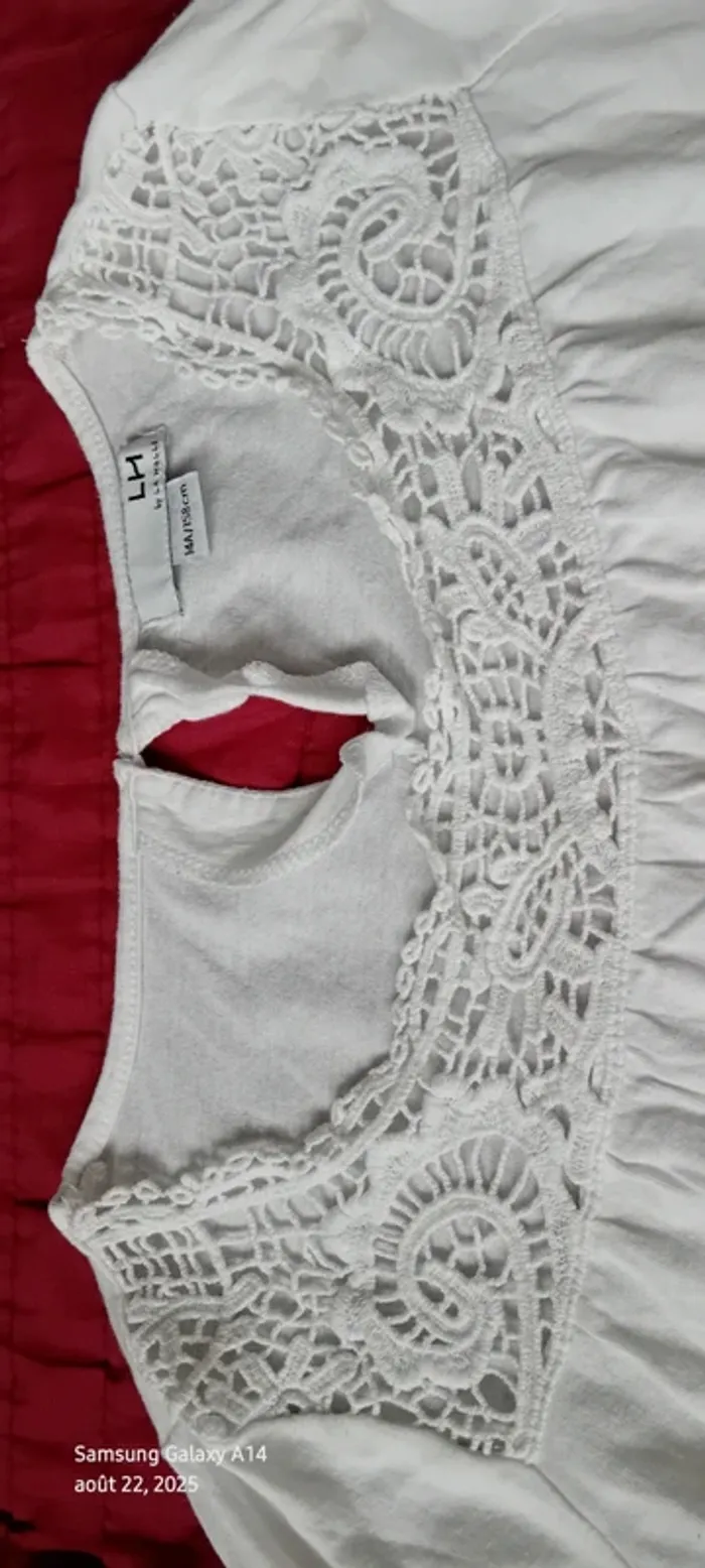 Haut blanc manches longues avec dentelle ajourée fille 14 ans la halle - photo numéro 10