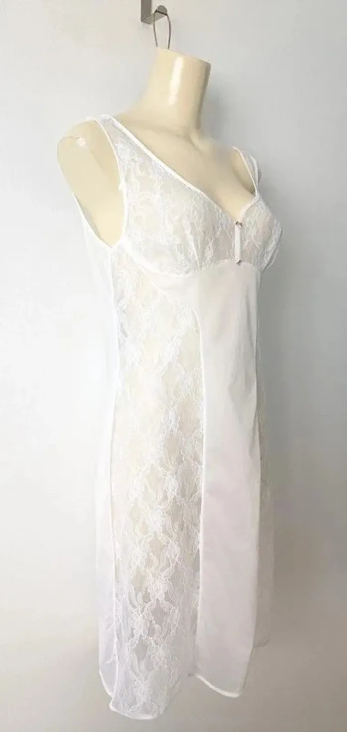 Fond de robe blanc avec dentelle - Schiesser Nylsuisse - taille 38 - photo numéro 2