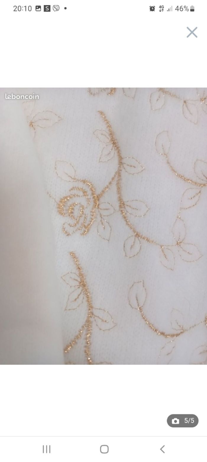 Pull noel blanc et dore - photo numéro 3