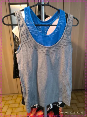 Débardeur sport gris/bleu (M)