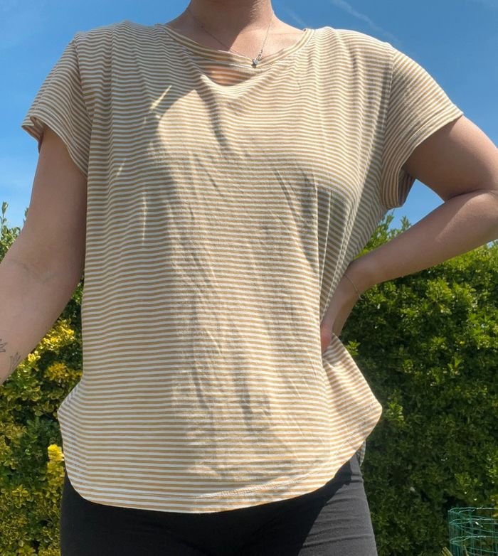 Tee-shirt rayé H&M jaune et blanc - photo numéro 2
