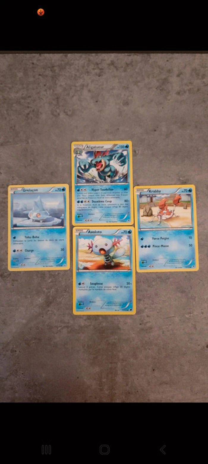Lot de 4 cartes pokemon officielles françaises dont 1 de 150 pv