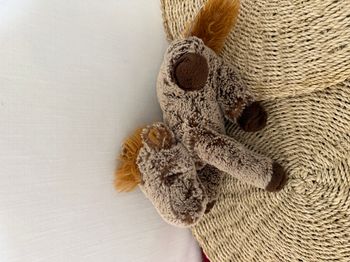 peluche cheval marron beige lascar - doudou poney 