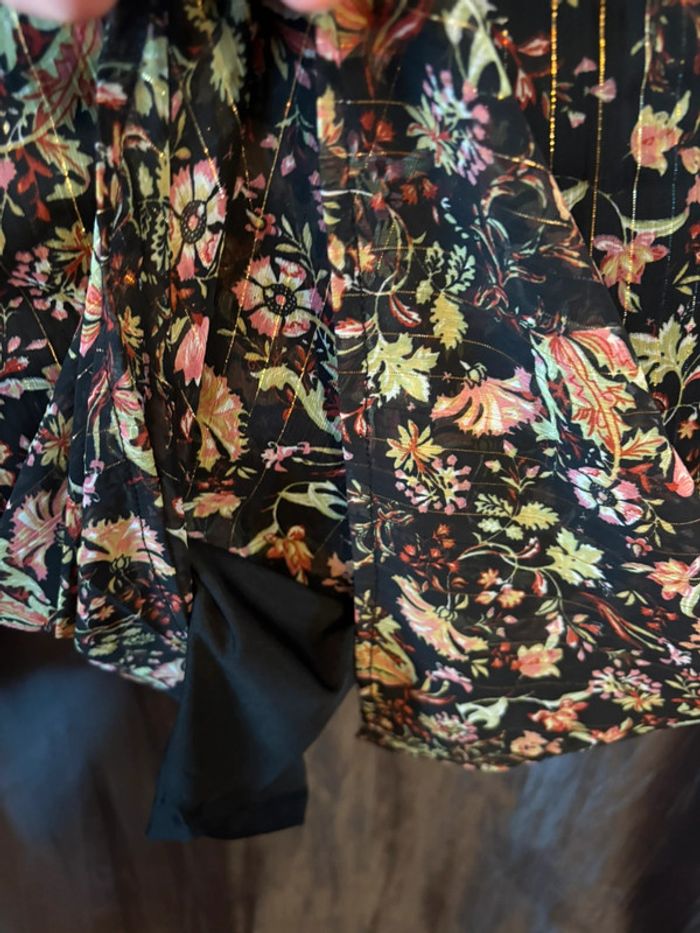 Superbe robe en mousseline doublée noire imprimé floral 54 - photo numéro 4