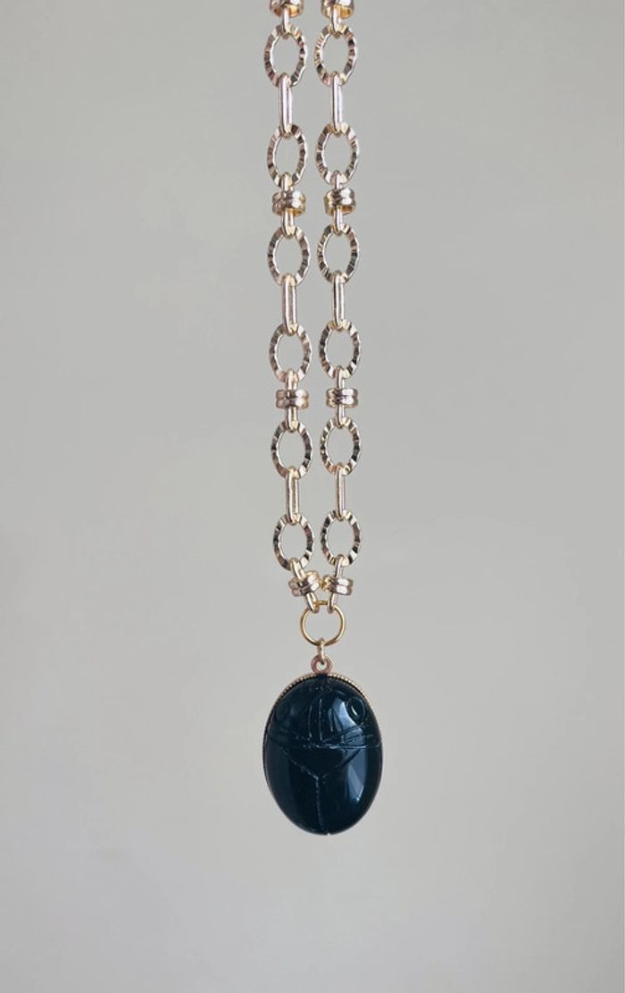 Sautoir amulette scarabée Onyx noir - photo numéro 5