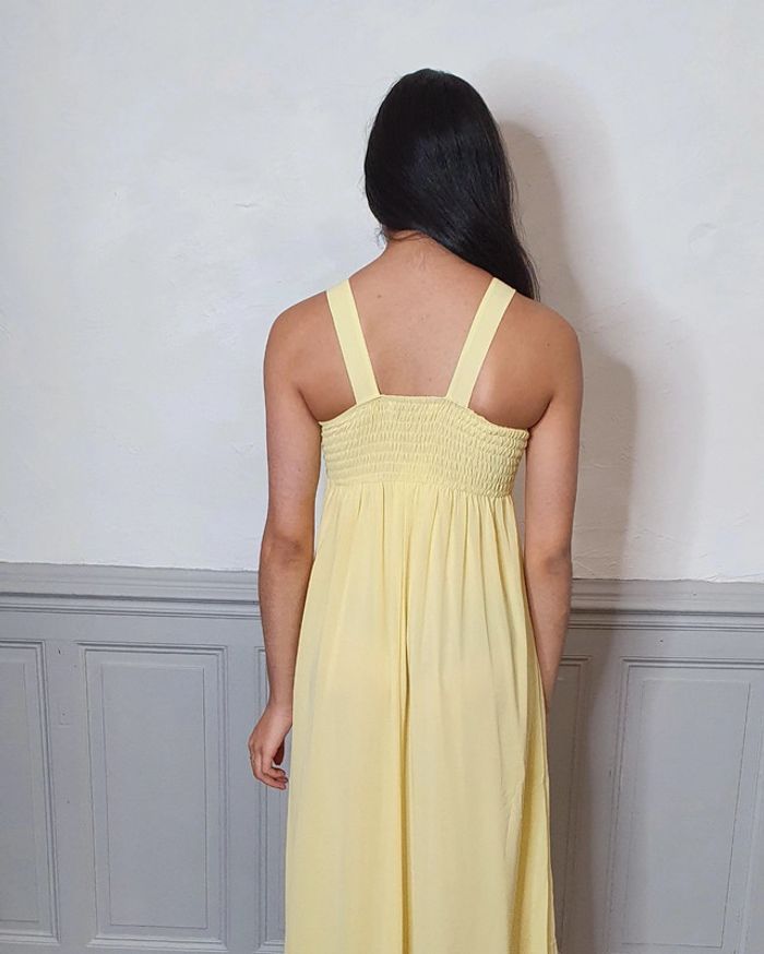 robe de soiree mousseline jaune avec strass taille 40 - photo numéro 3