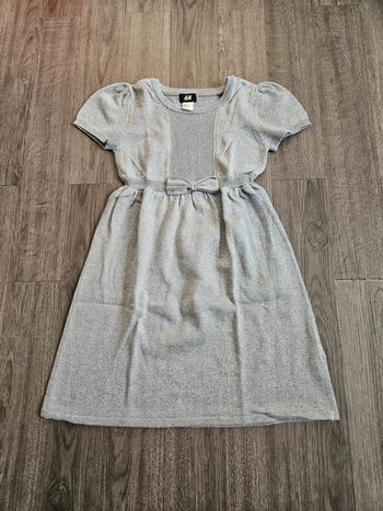 Robe fille grise pailletées doré taille 8 ans neuf