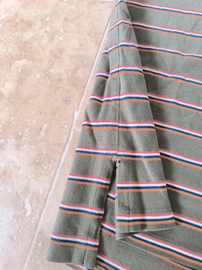 Polo Ralph Lauren homme L marron clair rayures colorées logo orange bon état général - photo numéro 10