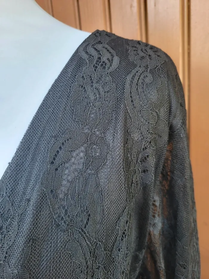 Robe dentelle fleuri broderie noir shein taille 52 - photo numéro 2