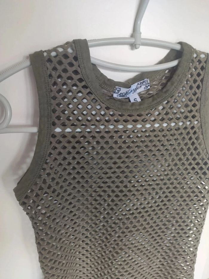 Jennyfer top débardeur ajouré army S